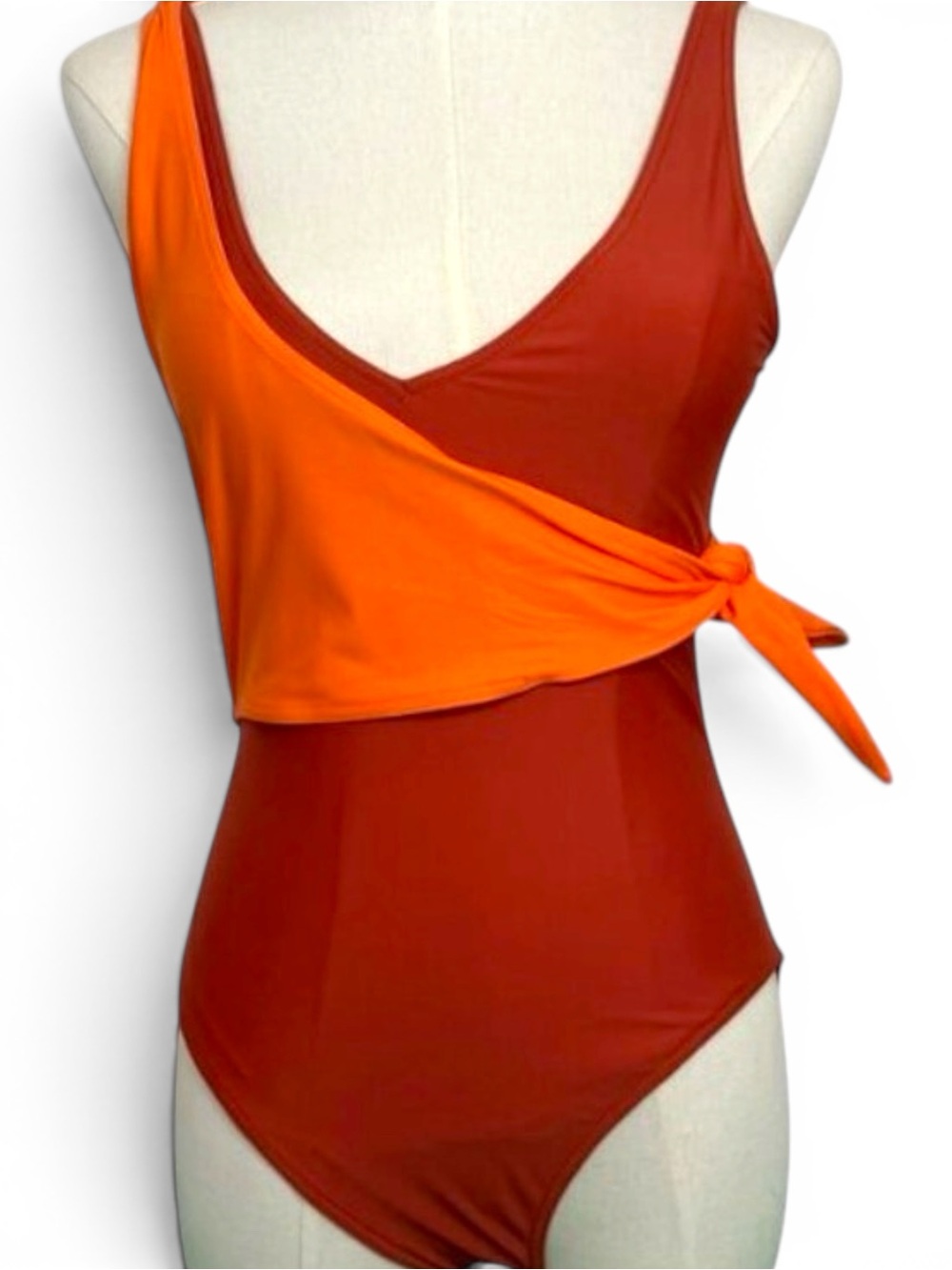 Tanya Taylor Kelly Wrap One two tone Piece Swimsuit SZ:XS